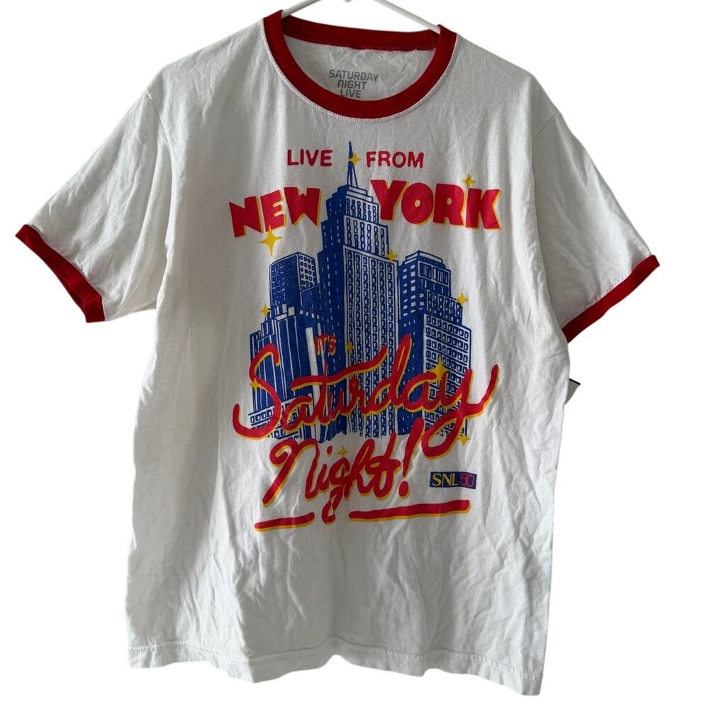 Saturday Night Live SNL 50 Ringer T-Shirt Live From New York Graphic Tee Large